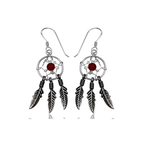 14 € BOUCLES D'OREILLES Attrape Rêve Argent 925/000 Plein